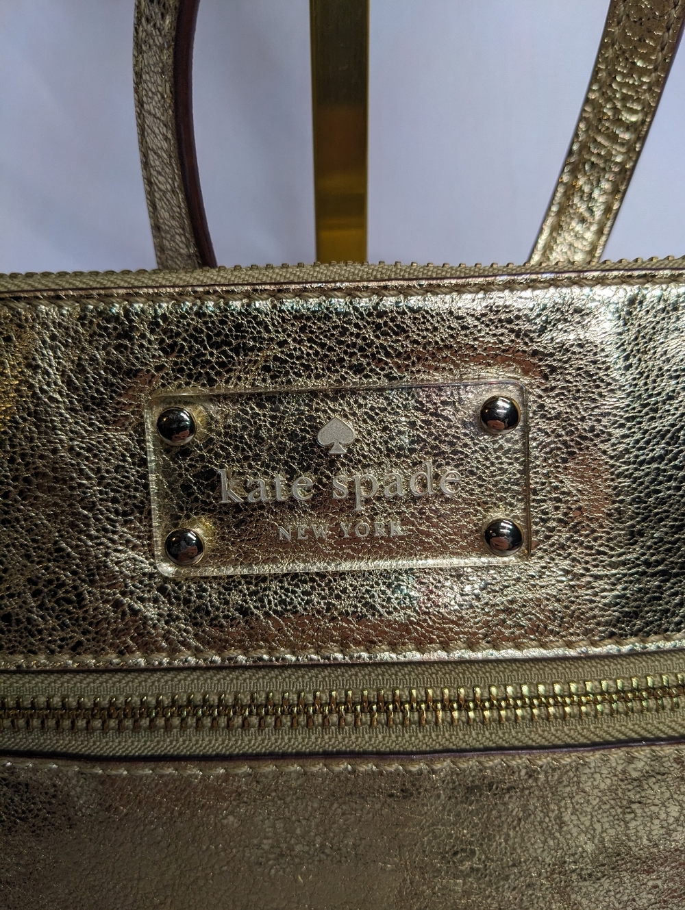 kate spade Flicker Tinley Gold Patent Leather Crossbody, Suite Spot Lining - Picture 3 of 16